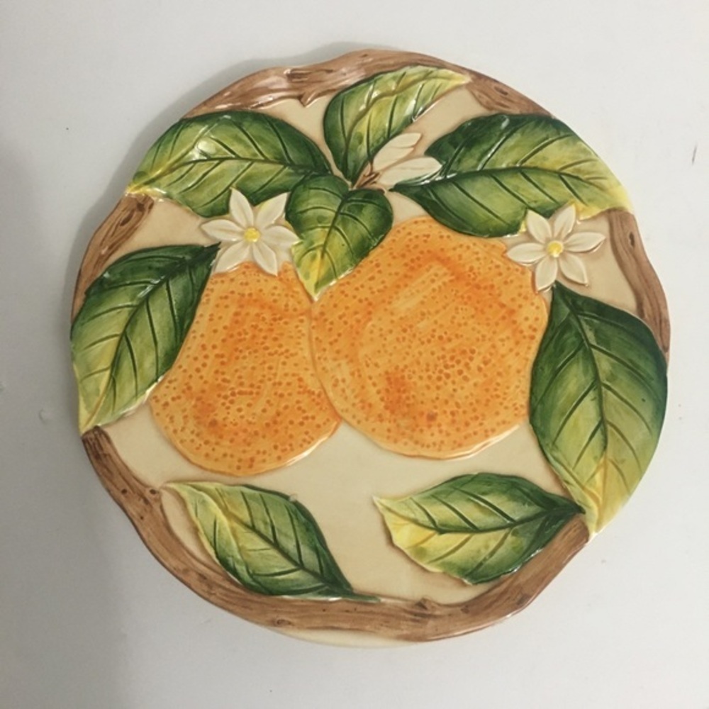Takahashi vintage ceramic oranges 8” plate.